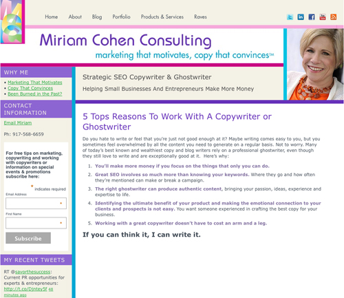 Miriam Cohen Consulting website