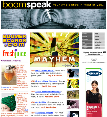 BoomSpeak website, Boomer ecards, freshjuice by DesignConcept