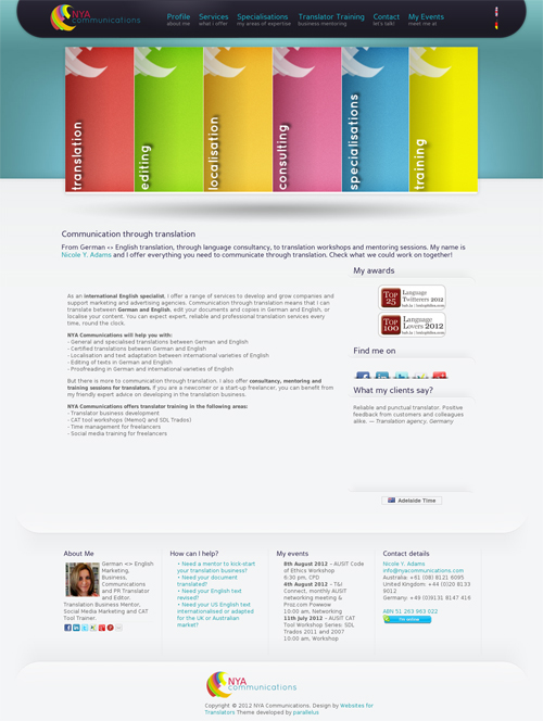 NYA Communications - website screenshot