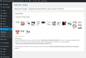 Portfolio Slideshow Pro WordPress plugin showing gallery images of Website Design.