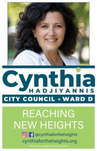 Cynthia For The Heights, campaign graphics for Jersey City City Council Ward D.