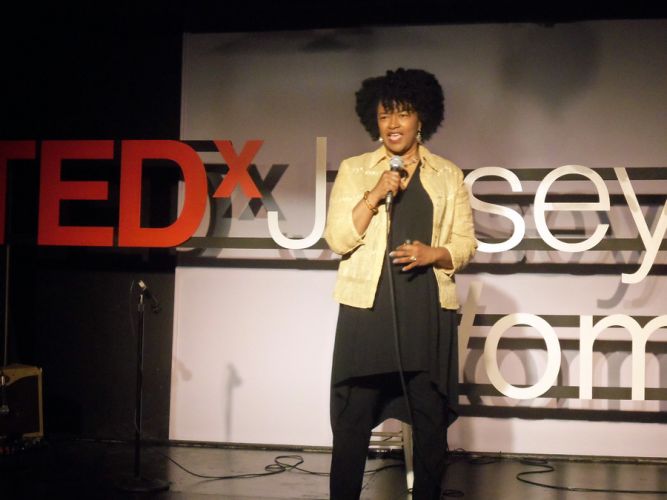 Dr. Ellis Williams at the TEDx Jersey City Women event, Momentum.