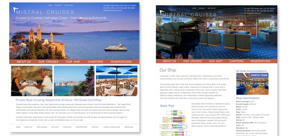 Mistral Cruises - website design and development