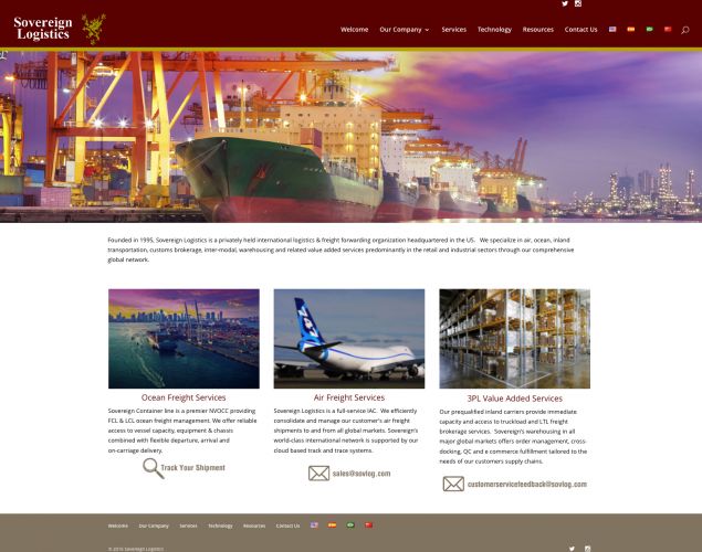 Sovereign Logistics website design by Susan Newman