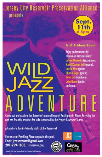 Jersey City Reservoir's Wild Jazz Adventure - Poster design by Susan Newman