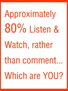 20 percent comment, 80 percent watch and listen