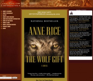 anne rice website design - branding authors