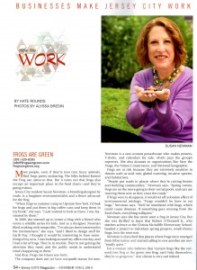 Susan Newman, brand visibility designer and founder of Frogs Are Green interviewed by Jersey City Magazine